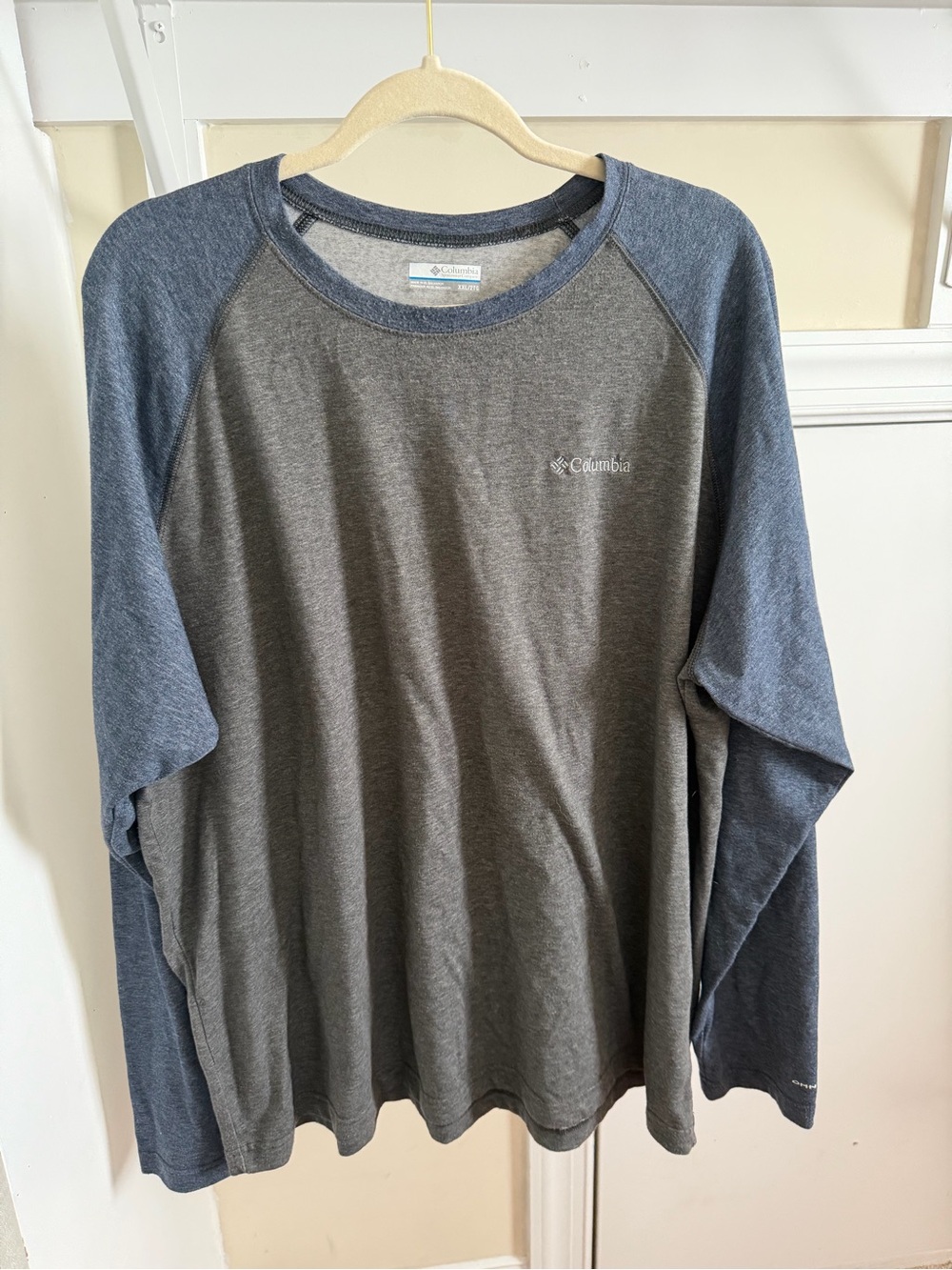 Men's Columbia Gray and Blue Long Sleeve Tee Shirt Size XXL